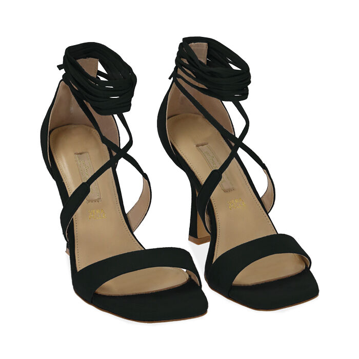 Sandali neri in microfibra, tacco 10 cm | Primadonna Collection