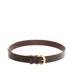 Ceinture en synthétique effet coco brun foncé, Primadonna, 26B413710CCMOROUNI, 001a