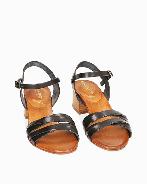 WOMEN SHOES SANDAL COW LEATHER NERO, BLACK
