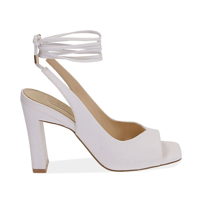 Sandali bianchi lace up, tacco 9,50 cm | Primadonna Collection