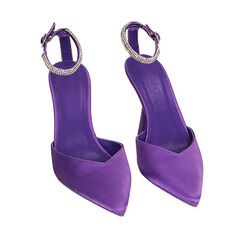 Décolleté slingback viola in raso, tacco 9,5 cm, Primadonna, 214912910RSVIOL036, 002a