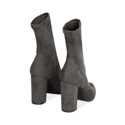 Ankle boots gris en microfibre, talon 9 cm , Soldés, 183026535MFGRIG036, 004 preview