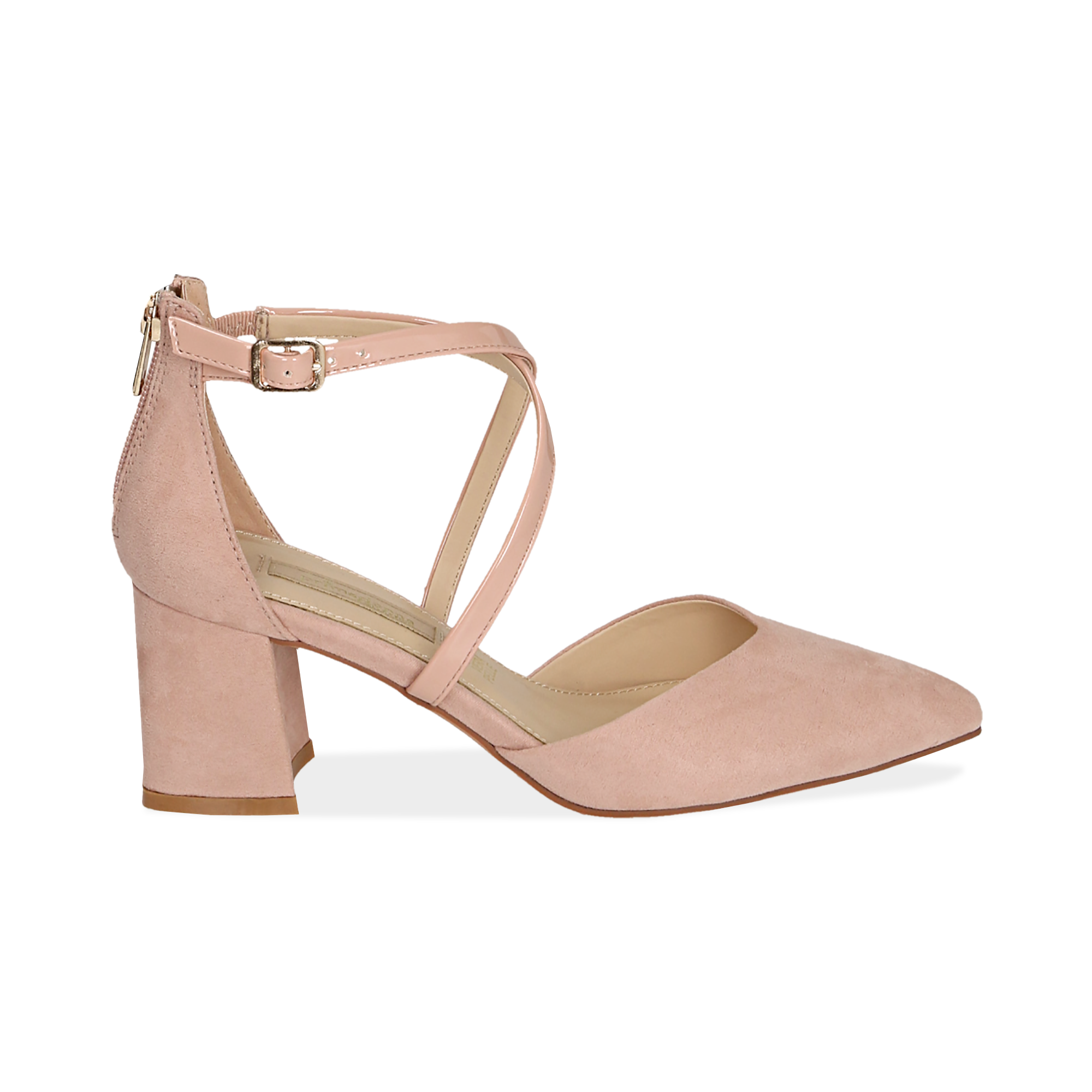 Décolleté con cinturino incrociato nude in microfibra, tacco 6,50 cm |  Primadonna Collection