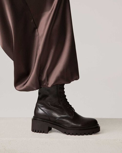 Dark brown ankle boots with 5.7 cm heel, DK BROWN