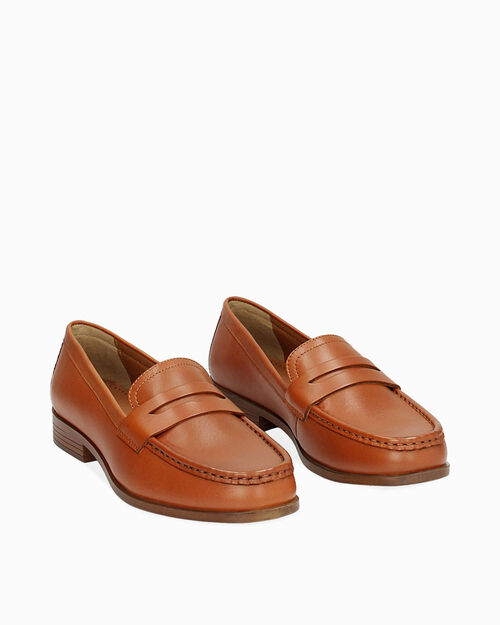 Mocassini cognac in pelle, 