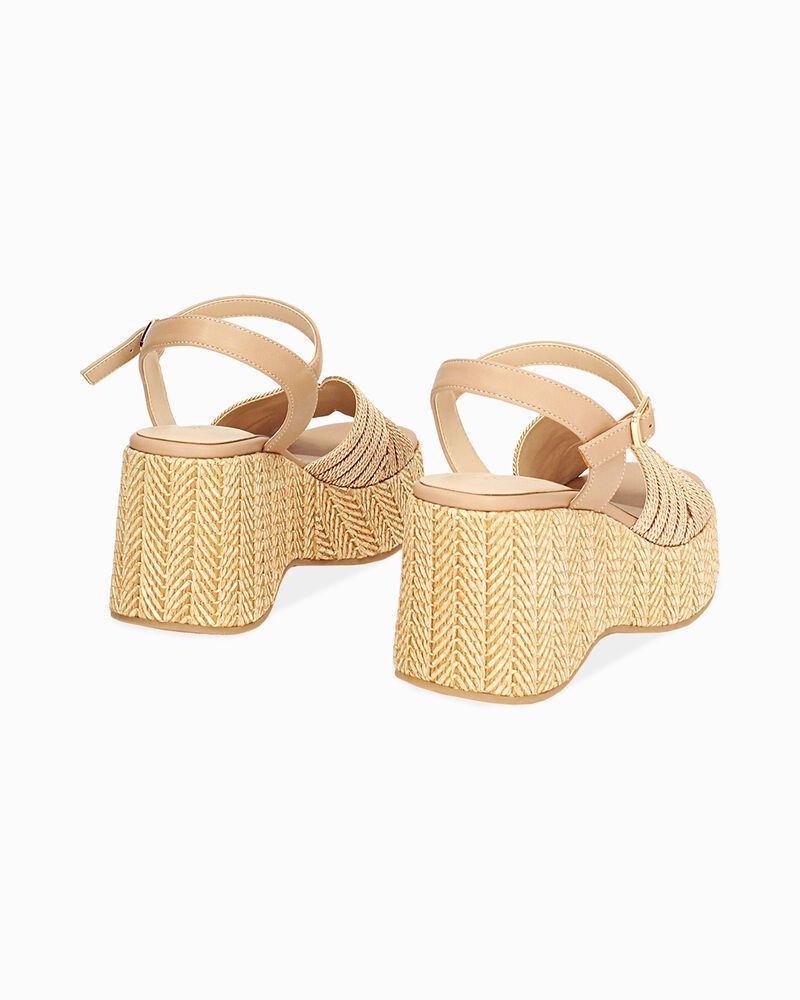 Zeppe donna oro in raffia image number null