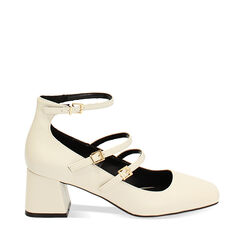 Décolleté panna con stringhe, tacco 5,5 cm, Primadonna, 244981307EPPANN037, 001a