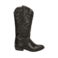 Stivali texani neri in pelle, tacco 4 cm , Primadonna, 20L605201PENERO036, 001a