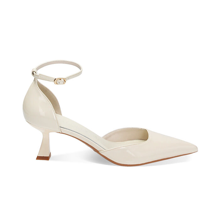 Décolleté Open Shank panna in vernice, tacco 6 cm, Primadonna, 232112906VEPANN037