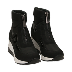 Zapatillas en tejido color negro, cuña 6 cm , REBAJAS, 16A718203TSNERO035, 002 preview