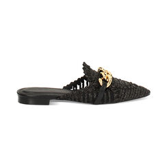 Zuecos de mujer negros en rafia, Primadonna, 254971501RFNERO035, 001 preview