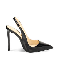 Décolleté slingback nere, tacco 11 cm, 232186002ABNERO036, 001a