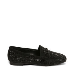 WOMEN SHOES MOCASSINS MICROFIBER STONES, Primadonna, 224910185MPNERO035, 001a