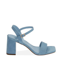 Sandali celesti in microfibra, tacco 7 cm , Primadonna, 194946332MFCELE040, 001a