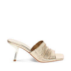 Mules open toe mujer doradas en laminado, Primadonna, 252137811LMOROG035, 001a