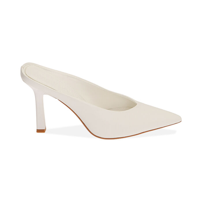 Sabot bianchi, tacco 9 cm, Primadonna, 212104905EPBIAN036