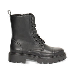 Anfibi neri con suola in gomma e tacco 4 cm, Primadonna, 260610909EPNERO035, 001 preview