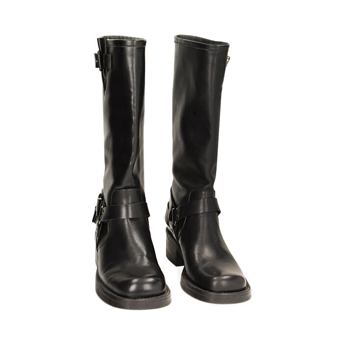 Bottes noires hautes à bout carré talon cm