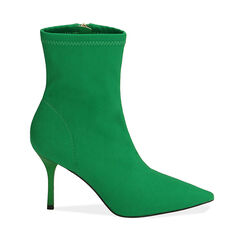 Ankle boots verdi in lycra, tacco 8,5 cm , SPECIAL SALE, 182162809LYVERD035, 001a