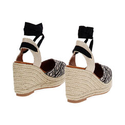 Espadrilles femme noires crème en raphia, Primadonna, 254920101RFNEPA035, 004 preview