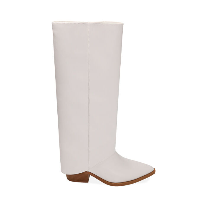 Stivali bianchi, tacco 8 cm, Primadonna, 213029903EPBIAN035