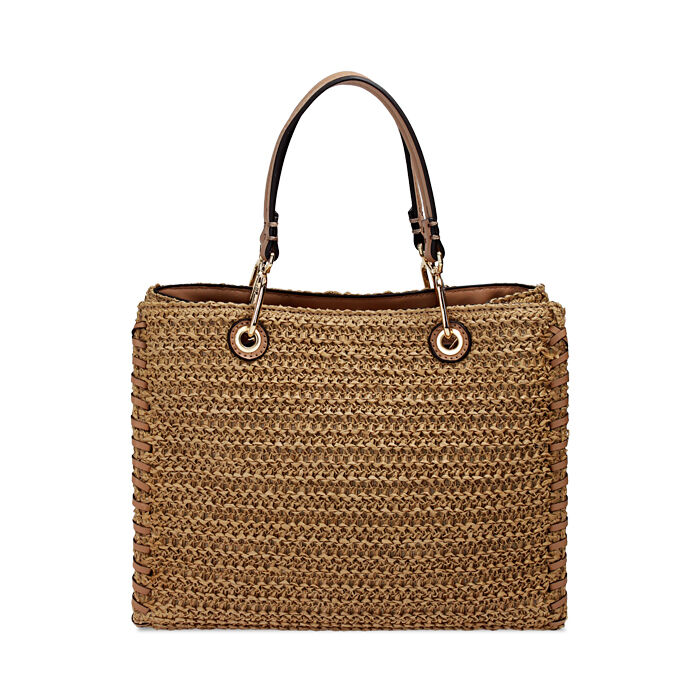 Borsa a mano donna beige in raffia Primadonna Collection