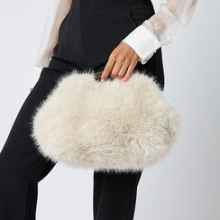 Clutch crème en fourrure synthétique avec bandoulière amovible, Primadonna, 265126381FUPANNUNI, 004 preview