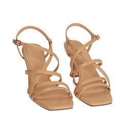Sandalias beige, tacón 7,5 cm, 192164801EPBEIG035, 002a