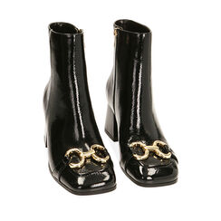 Ankle boots neri in naplack, tacco 6,5 cm , Special Price, 20L440061NPNERO036, 002a