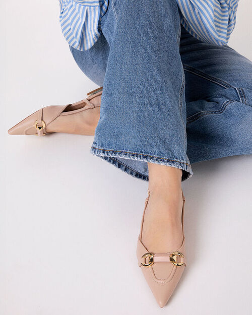 Ballerine slingback beige con fascino elegante, BEIGE