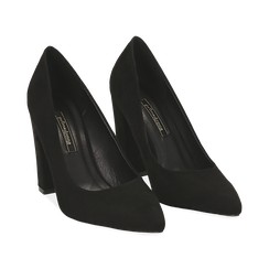 D&eacute;collet&eacute; nere in microfibra a punta, tacco a colonna 10 cm , 