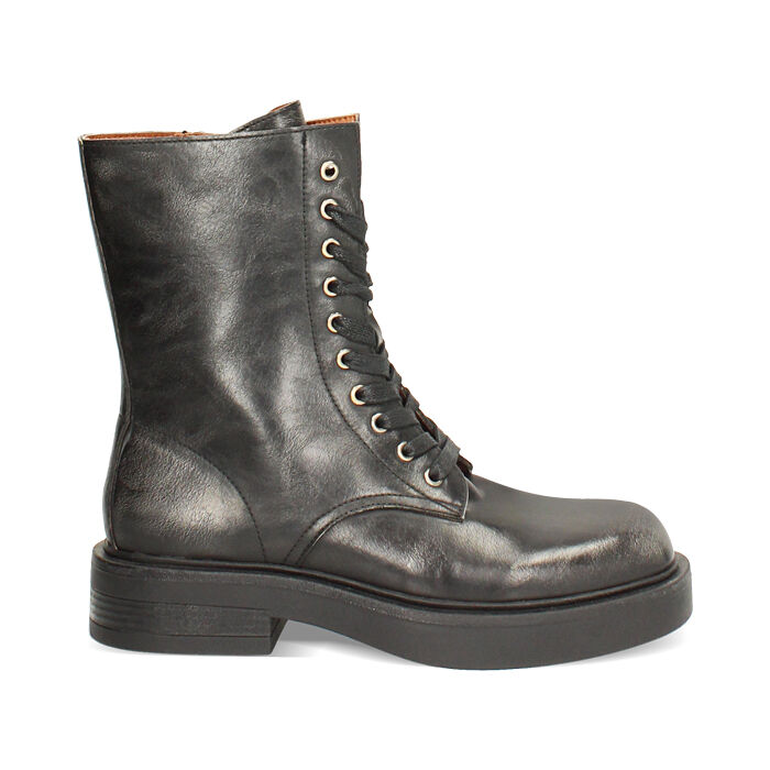 Bottines &agrave; lacets noires avec talon de 4 cm pour un look audacieux, Primadonna, 26P620716EPNERO035