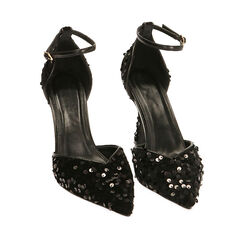Décolleté nere in paillettes, tacco 9,5 cm , Primadonna, 202188216PLNERO035, 002a
