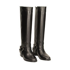 WOMEN SHOES BOOTS LEATHER NERO, Primadonna, 22A508907PENERO037, 002a