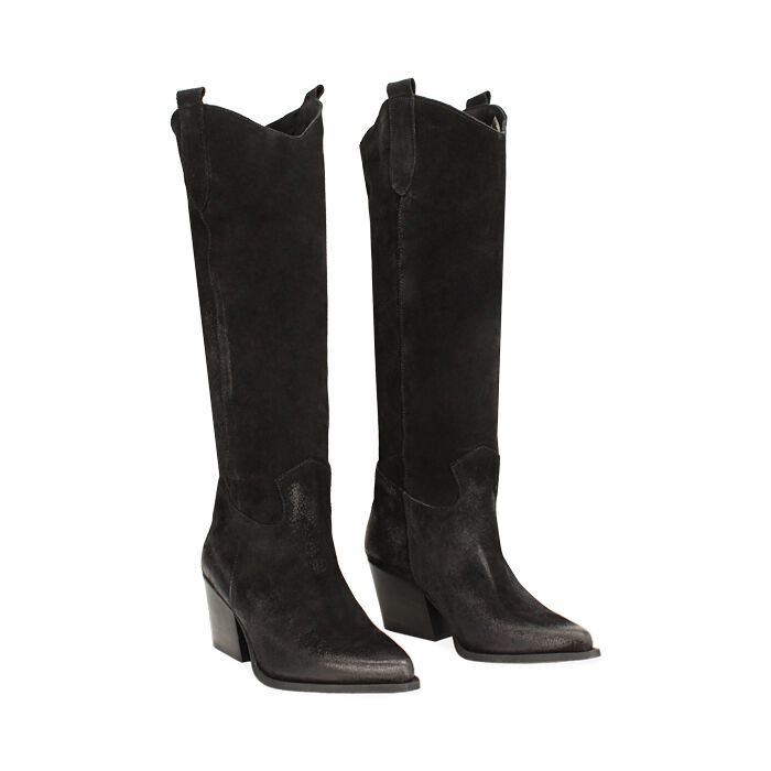 Stivali camoscio nero clearance