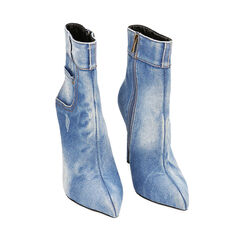 Botines de mujer en jean denim, tacón de 10,5 cm, 212127301TSJEAN035, 002a