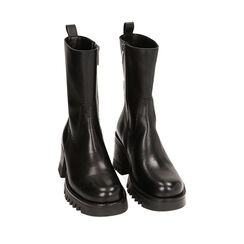 Stivaletti neri in pelle, tacco 7 cm, Primadonna, 22N130002PENERO036, 002a