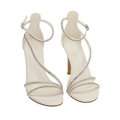 Sandali bianchi con strass, tacco 10 cm, Primadonna, 212174221EPBIAN036, 002a