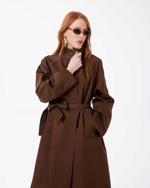 Trench testa di moro con dettagli eleganti, DK BROWN