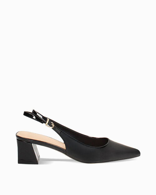 Escarpins slingback noirs talon 4,9 cm, BLACK