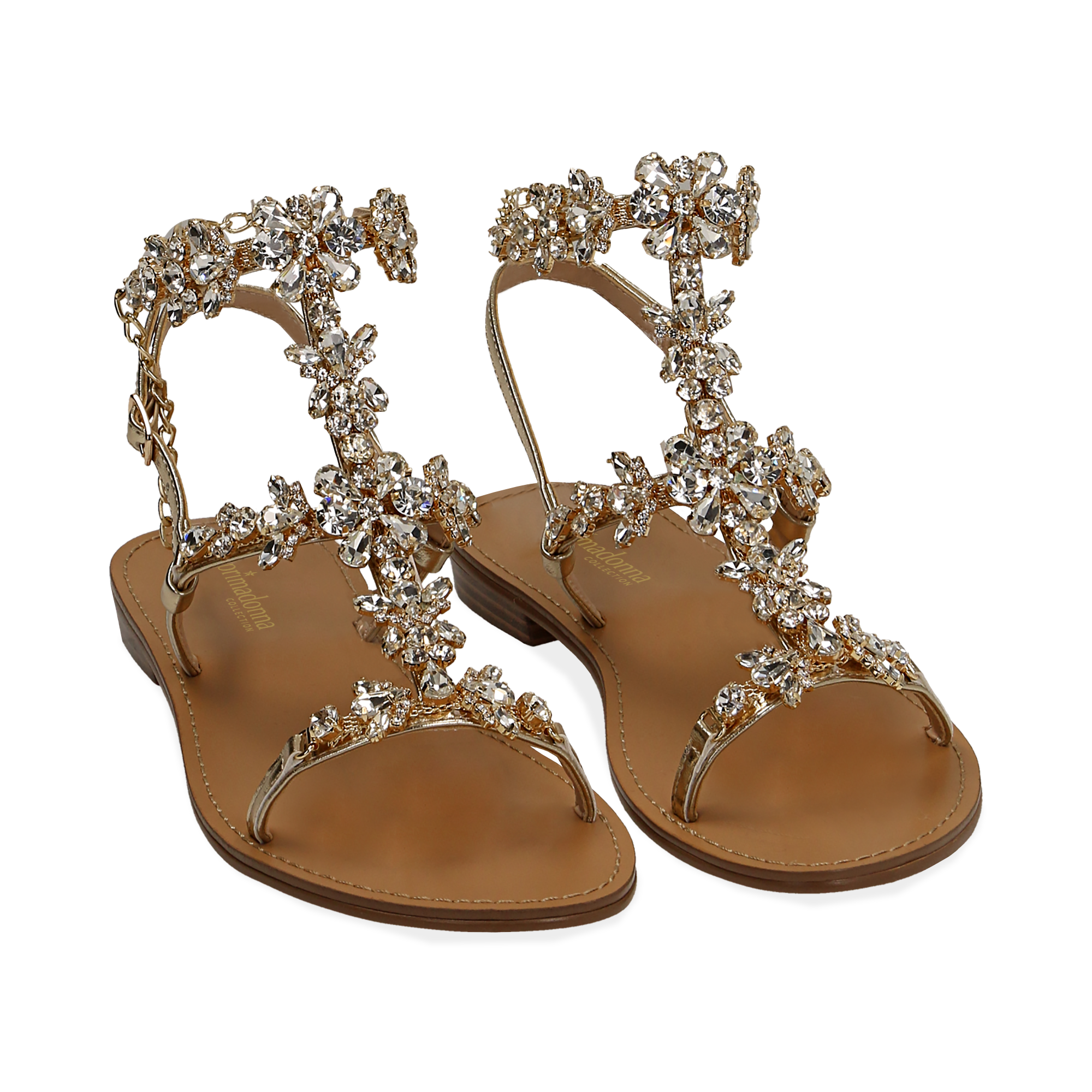 Sandali gioiello oro in eco-pelle laminata | Primadonna Collection