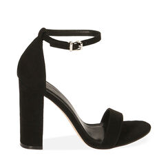 Sandales noires en microfibre, talon 10,5 cm , Fin de Collection, 192706086MFNERO037, 001a