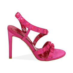 Sandali fucsia in raso con gemme, tacco 10,5 cm, Primadonna, 212105611RSFUCS036, 001 preview