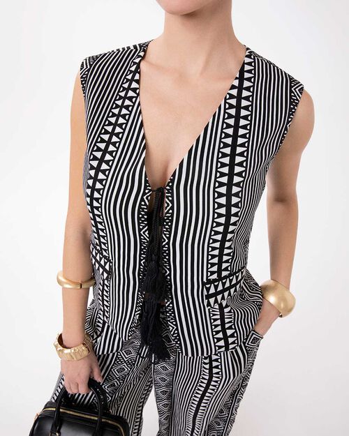 Chaleco blanco-negro urban chic, MULTI COLOR
