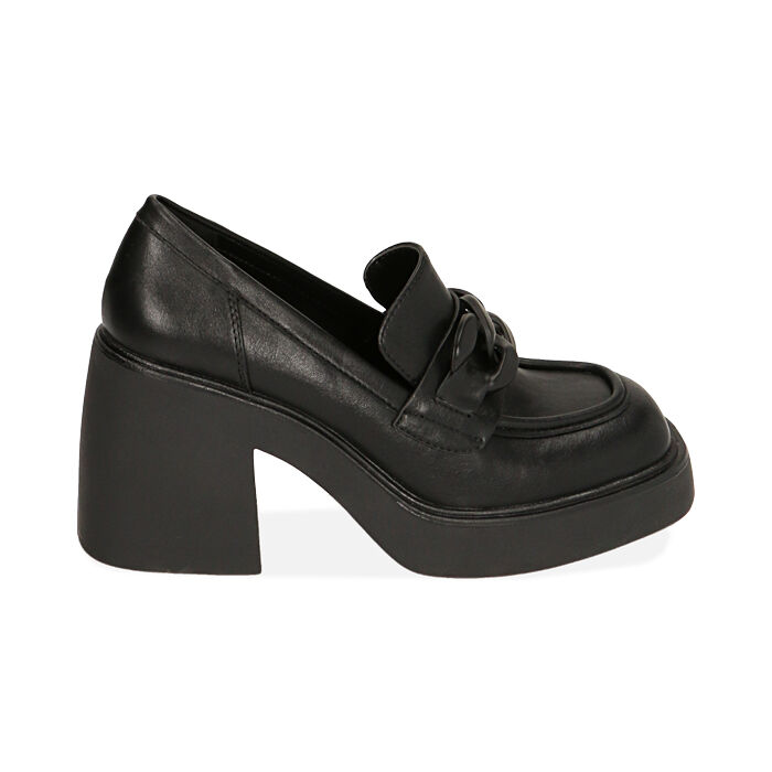 montaje Pocos hardware Mocasines plataforma negros, tacón 8,5 cm | Primadonna Collection
