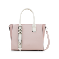 Borsa grande rosa in eco-pelle con borchie,