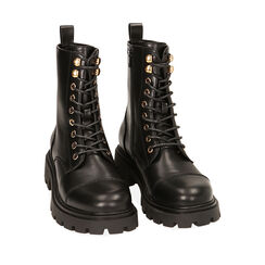 Anfibio nero, tacco in gomma 3,5 cm, Primadonna, 240610909EPNERO035, 002a