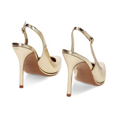 Décolleté slingback oro laminate, tacco 10 cm, Primadonna, 232186203LMOROG035, 003 preview