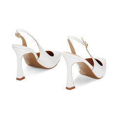 Décolleté slingback abrasivate bianche, tacco 9,5 cm, Primadonna, 232193501ABBIAN035, 003 preview