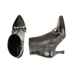 Demi-bottes en cuir noir, talon de 8 cm, Soldes, 18L650051PENERO035, 003 preview
